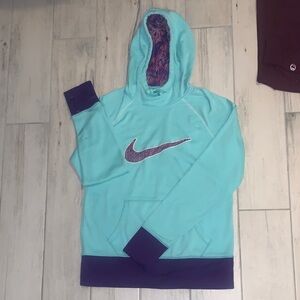 Nike Women's Aqua and Purple Hoodie